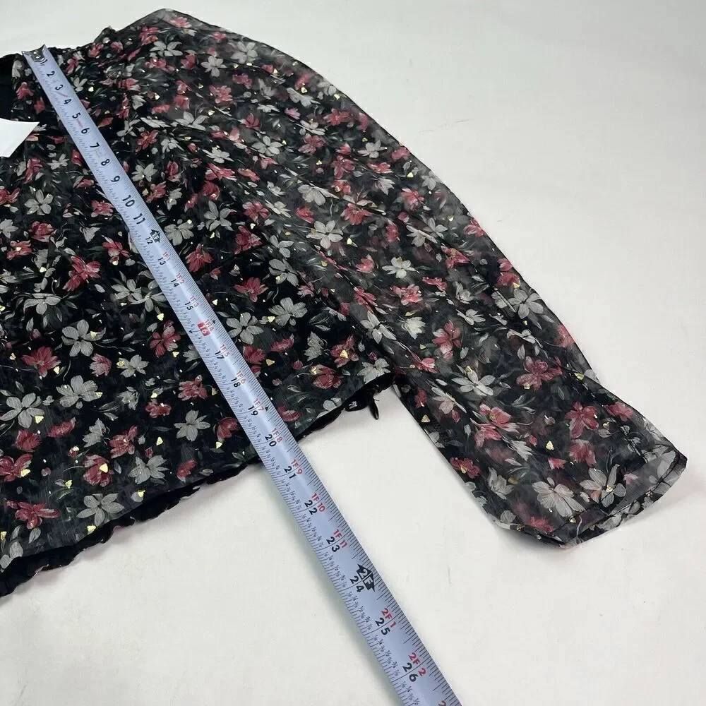 NWT ASTR Floral Top size Large Pink Gold Black glam blouse